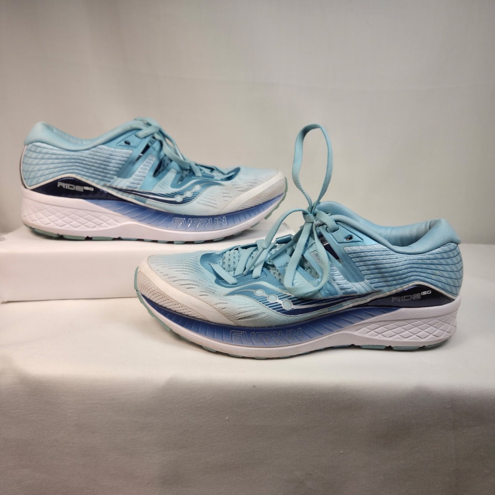 Saucony Ride ISO Everun Sneakers Lightweight Light Blue Midsole Womens US 7.5